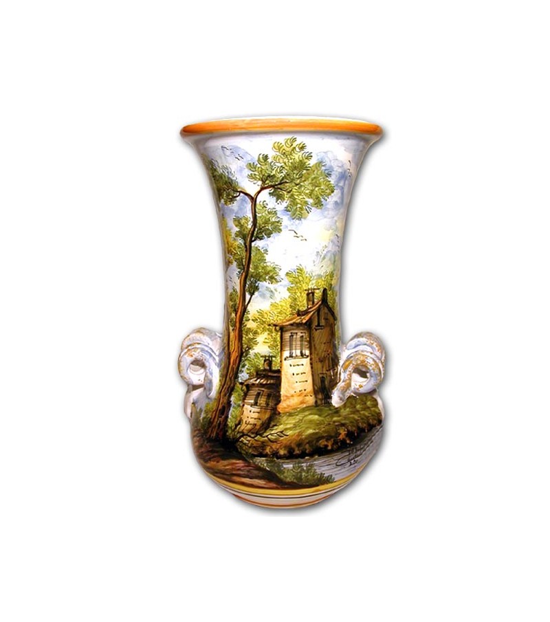 Vaso con Manici Paesaggio Policromo