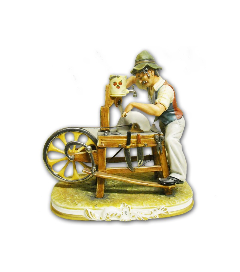 "Knife-Grinder" in Capodimonte Porcelain
