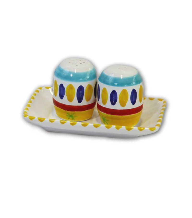 "Lipari" Ceramic Salt / Pepper with Tray