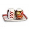 "Stromboli" Ceramic Salt / Pepper with Tray