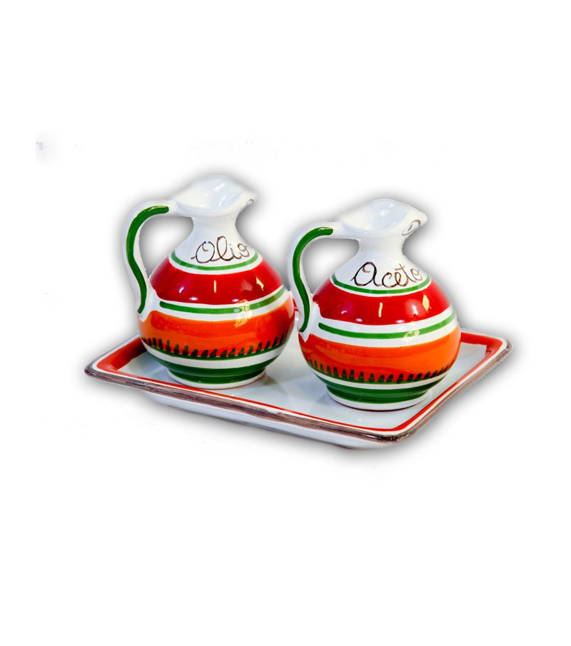 "Ischia" Ceramic Oil/Vinegar with Tray