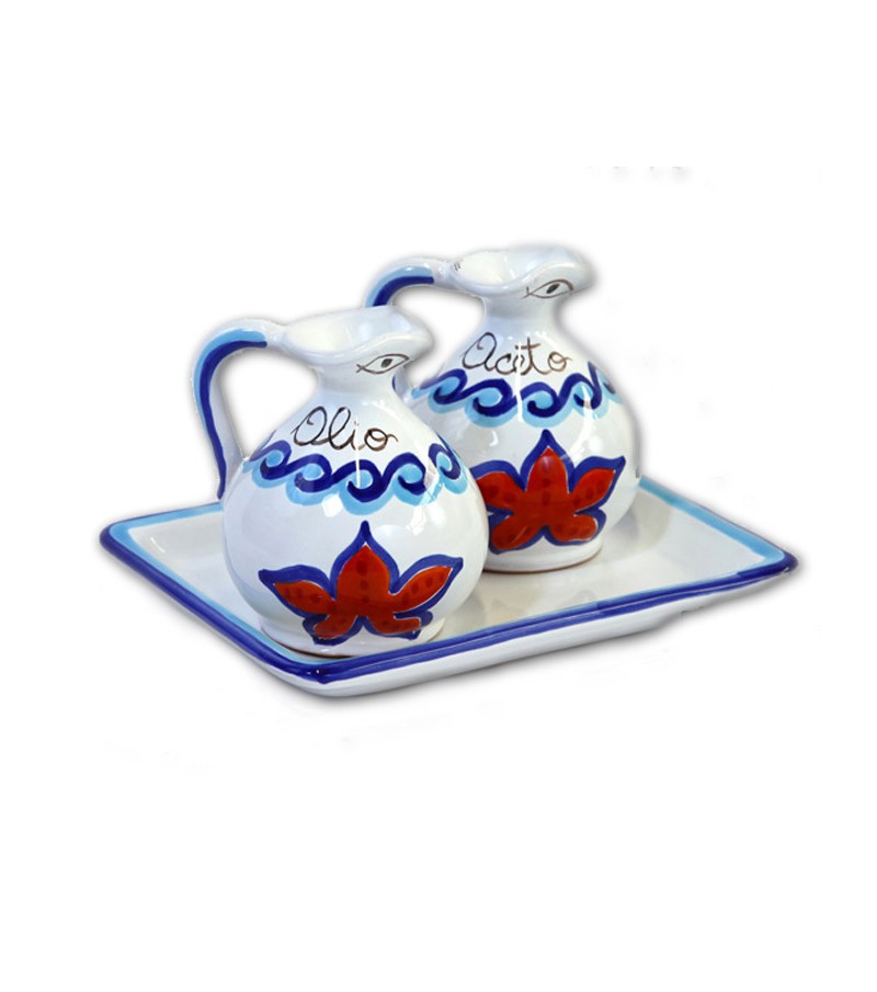 "Maestrale" Ceramic Oil/Vinegar with Tray
