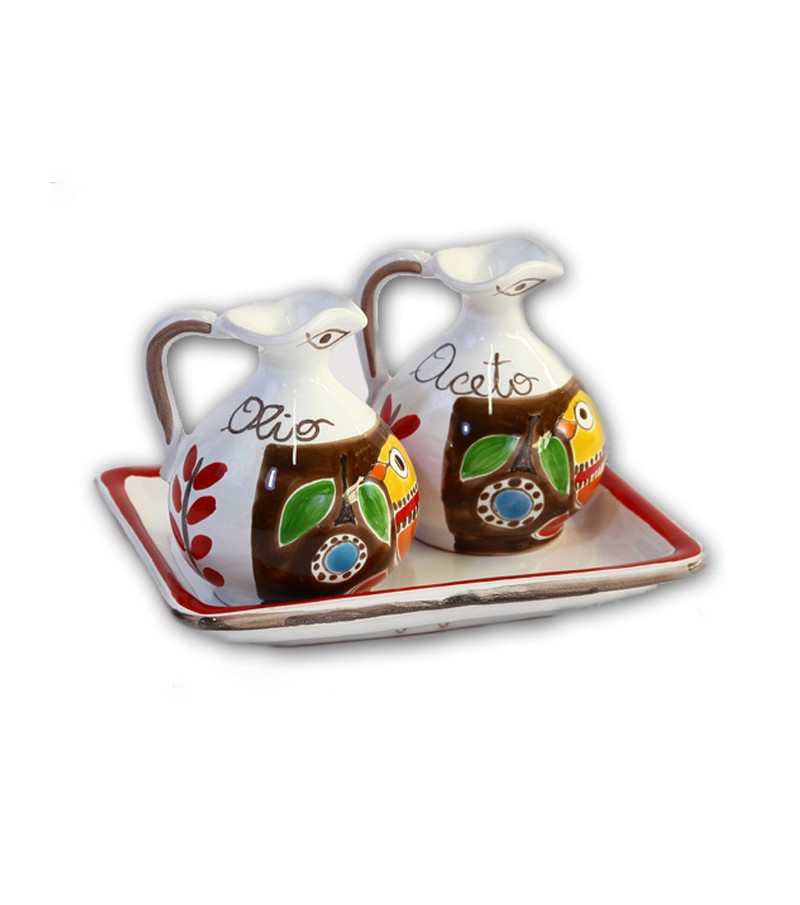 "Stromboli" Ceramic Oil/Vinegar with Tray