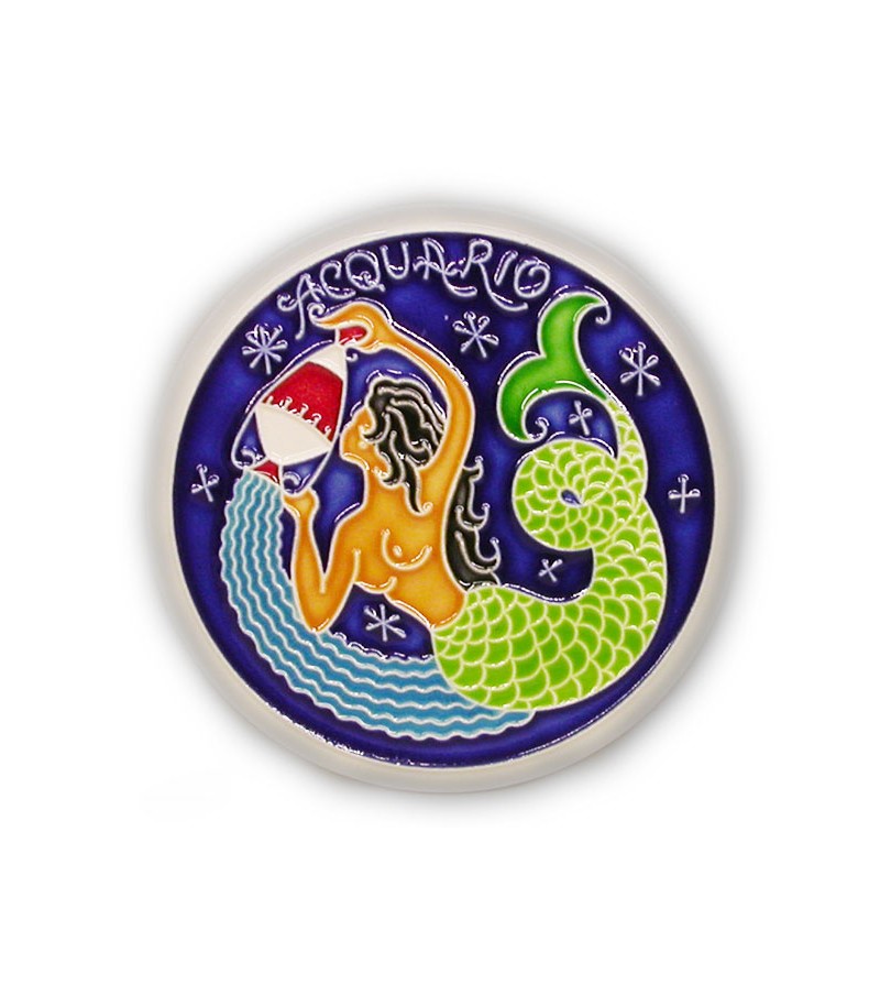Segno Zodiacale Acquario su Piastrella di Ceramica
