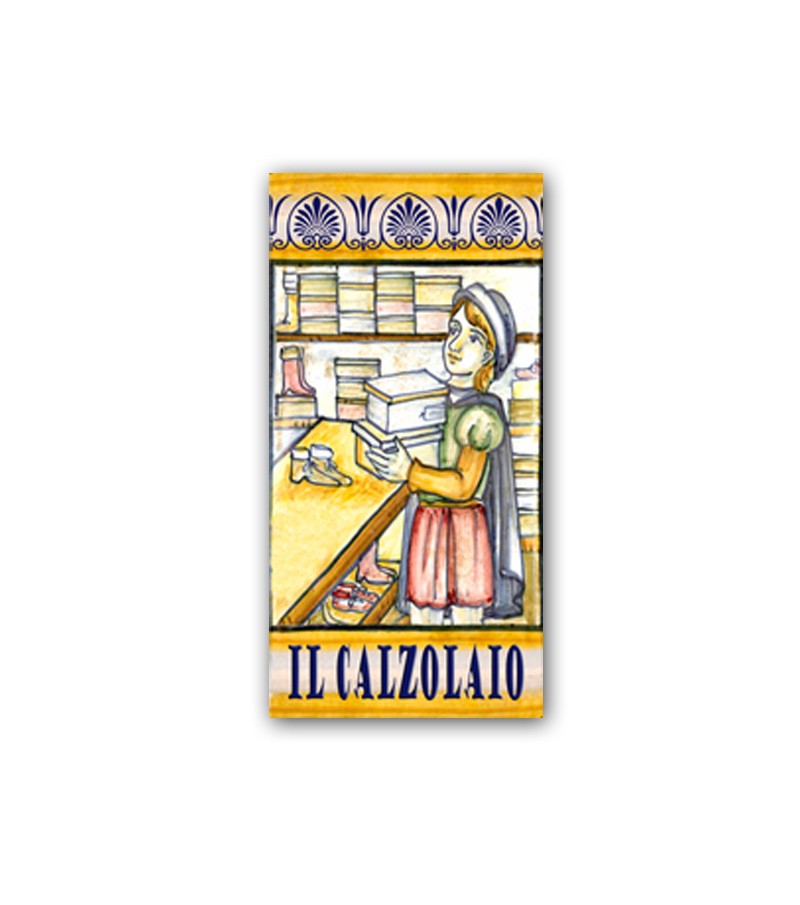 Piastrella in Ceramica Raffigurante il Calzolaio