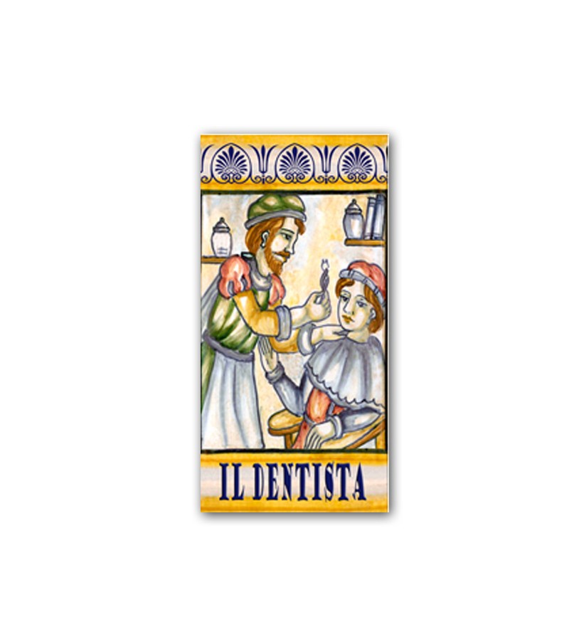 Piastrella in Ceramica Raffigurante il Dentista