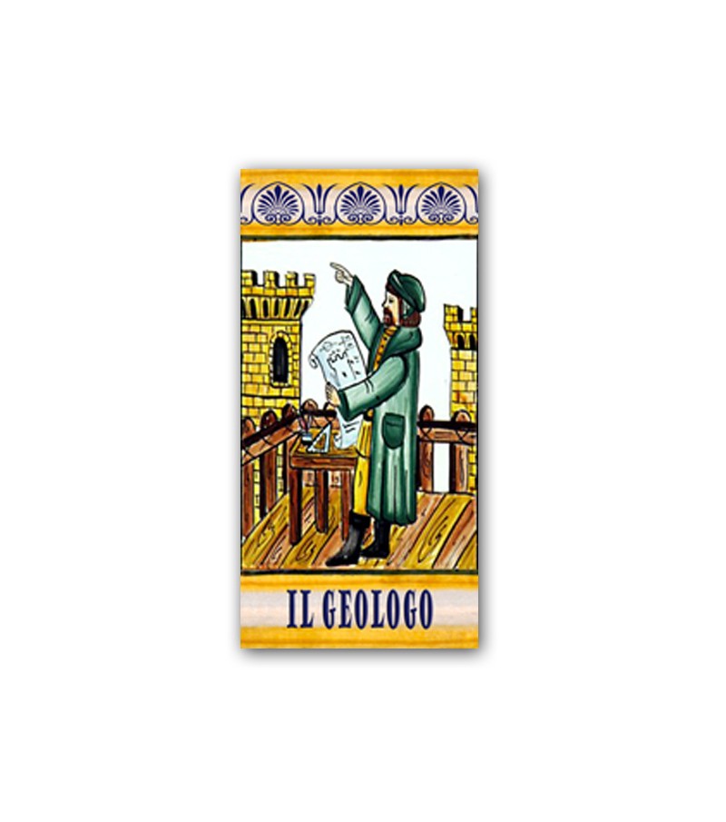 Piastrella in Ceramica Raffigurante il Geologo