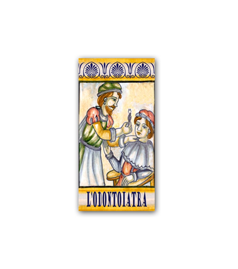 Piastrella in Ceramica Raffigurante l'Odontoiatra