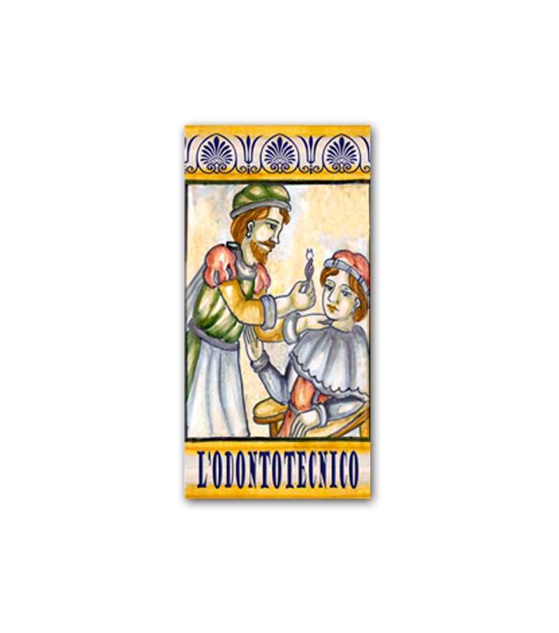 Piastrella in Ceramica Raffigurante l'Odontotecnico