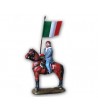 Soldatino Garibaldi a cavallo con bandiera eseguito in lega a base di Stagno