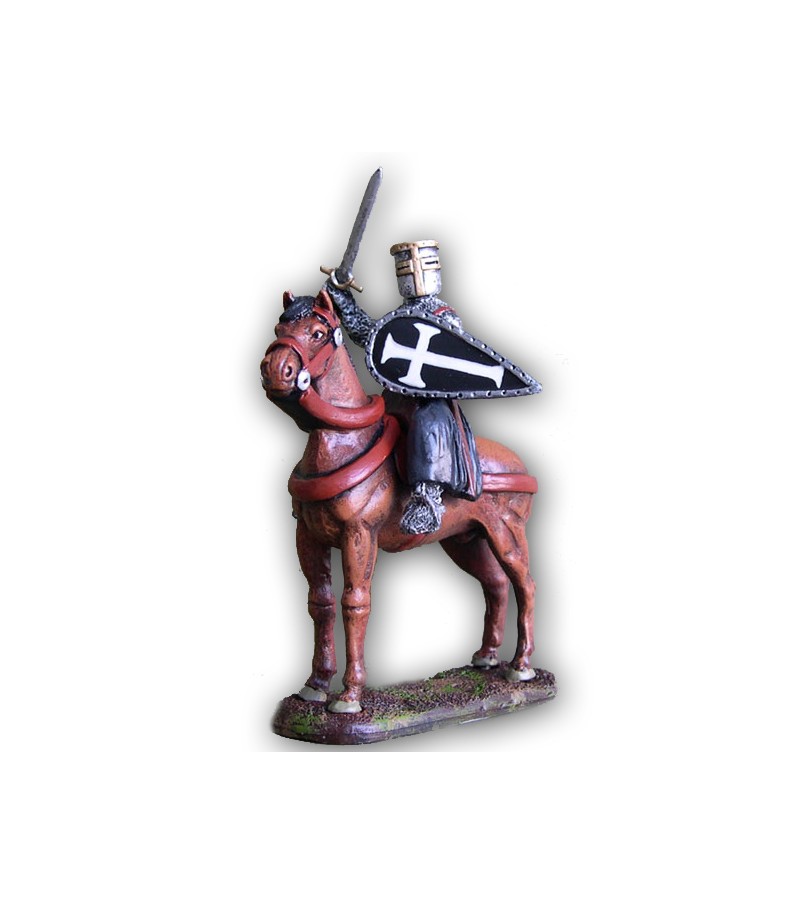 Medieval Ospitaliere soldier on horseback made in tin-based alloy