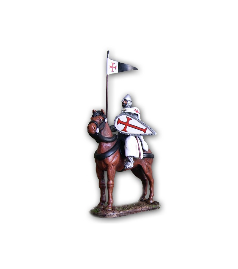 Cavaliere Templare a cavallo eseguito in lega a base di Stagno