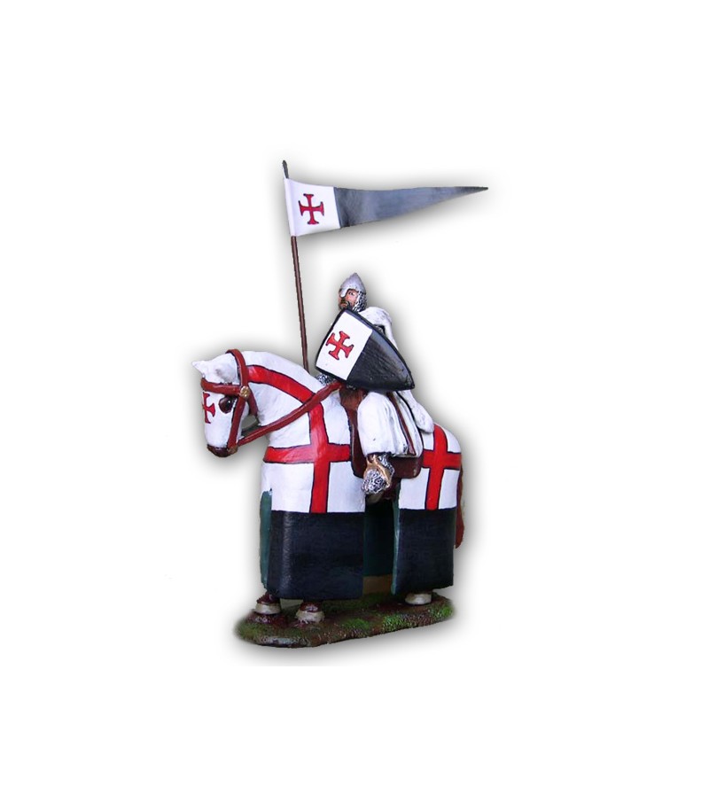 Knight Templar on horseback made in tin-based alloy