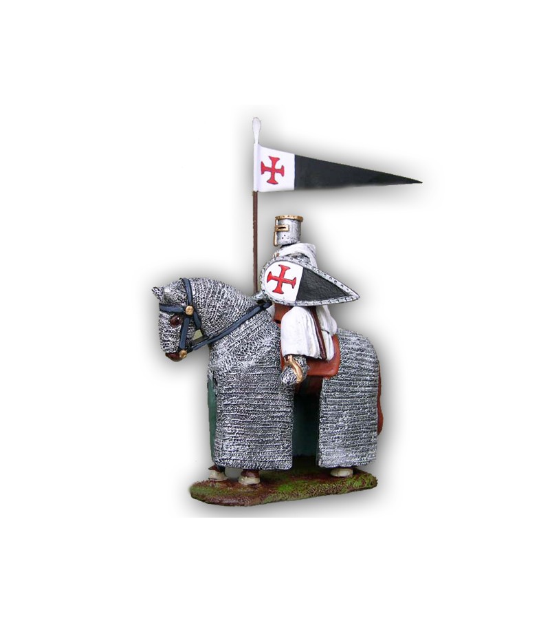 Knight Templar on horseback made in tin-based alloy