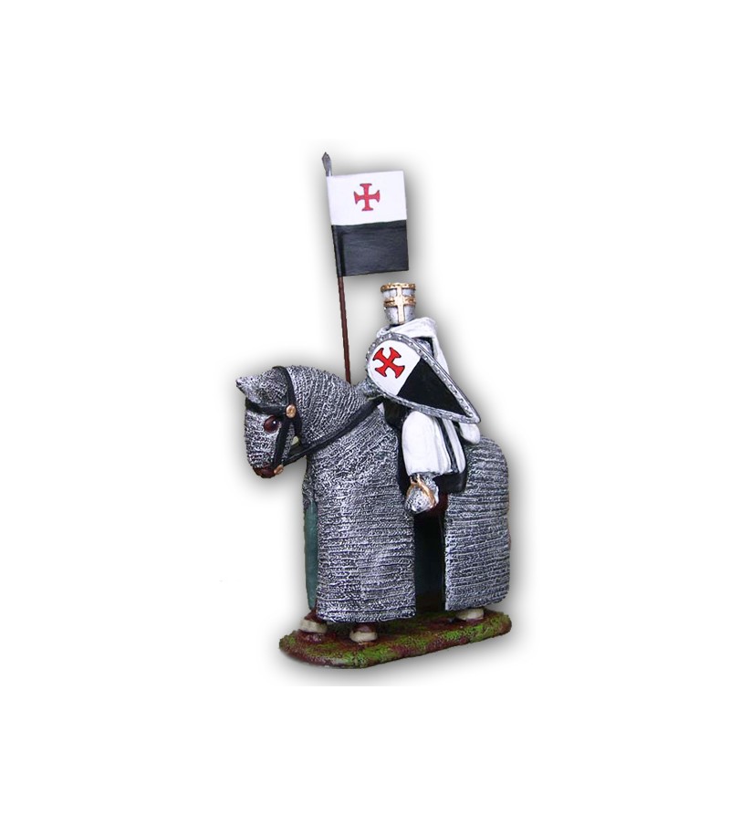 Knight Templar on horseback made in tin-based alloy