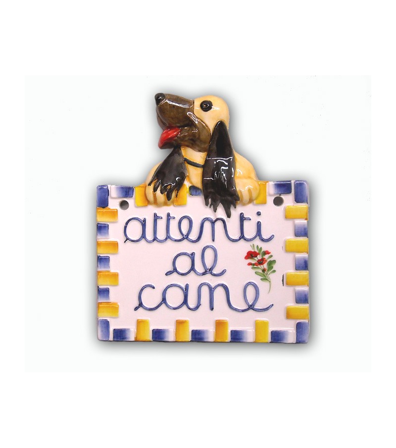Quadretto in Ceramica Attenti al Cane