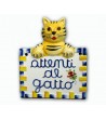 Quadretto in Ceramica Attenti al Gatto