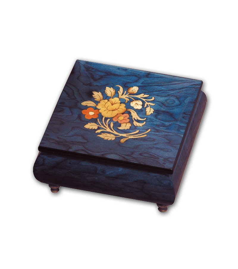 Scatola Musicale in Legno Intarsio Fiori
