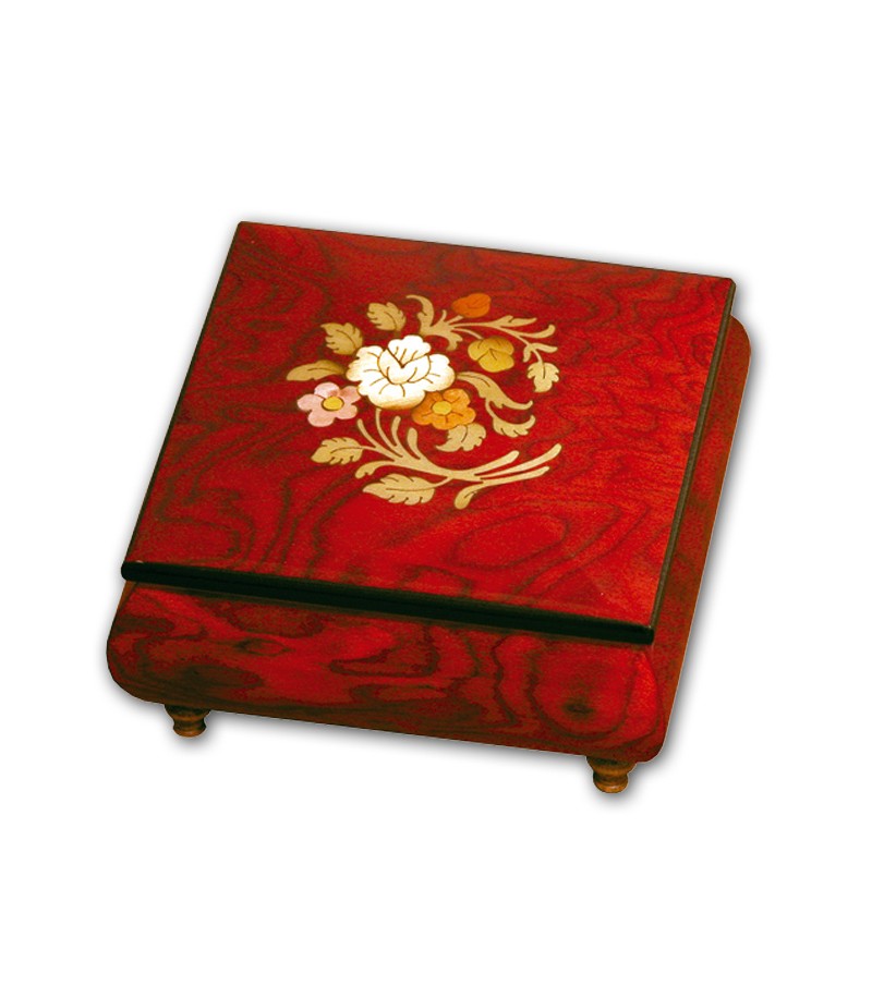 Scatola Musicale in Legno Intarsio Fiori