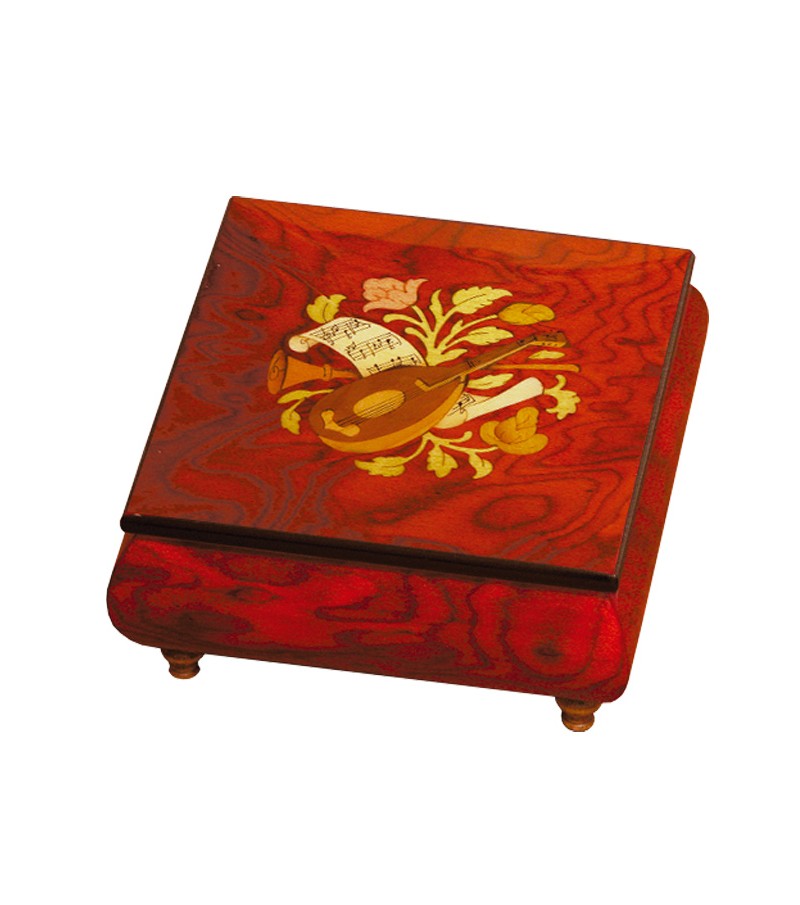Scatola Musicale in Legno Intarsio Mandolino