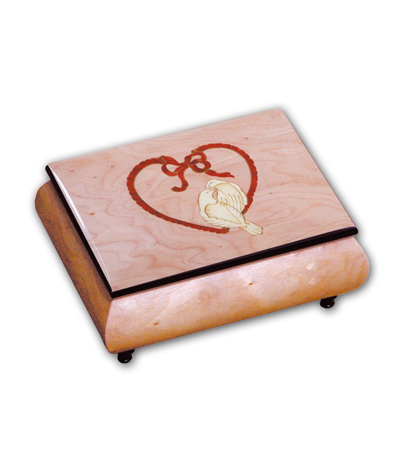 Scatola Musicale in Legno Intarsio Cuore
