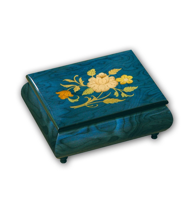 Musical Wood Box Inlay Flowers