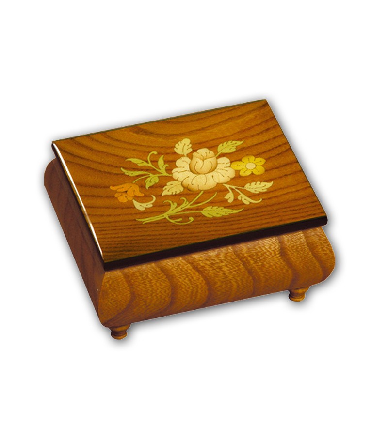 Scatola Musicale in Legno Intarsio Fiori