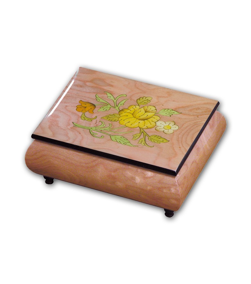 Musical Wood Box Inlay Flowers