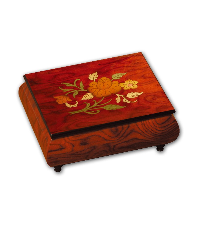 Scatola Musicale in Legno Intarsio Fiori