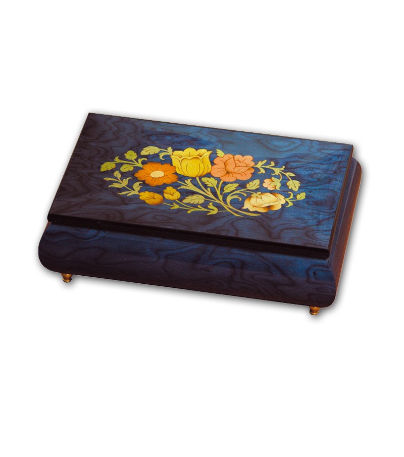 Scatola Musicale in Legno Intarsio Fiori