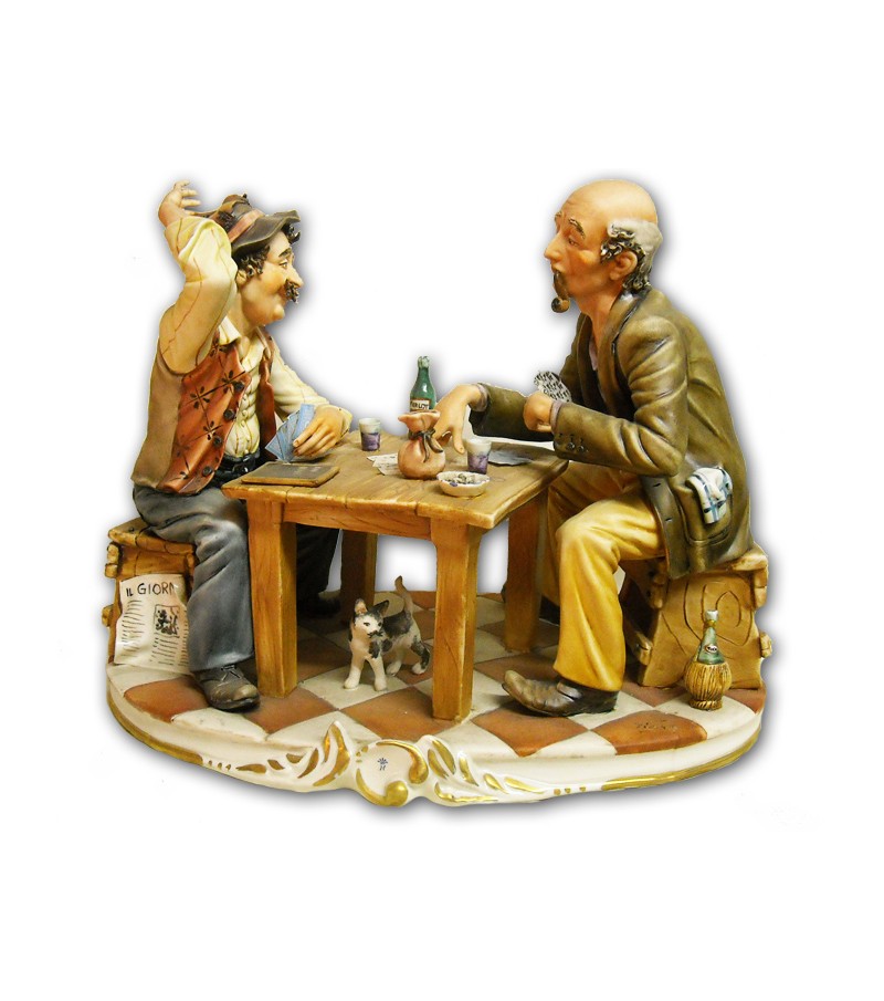 "Card Game" in Capodimonte Porcelain