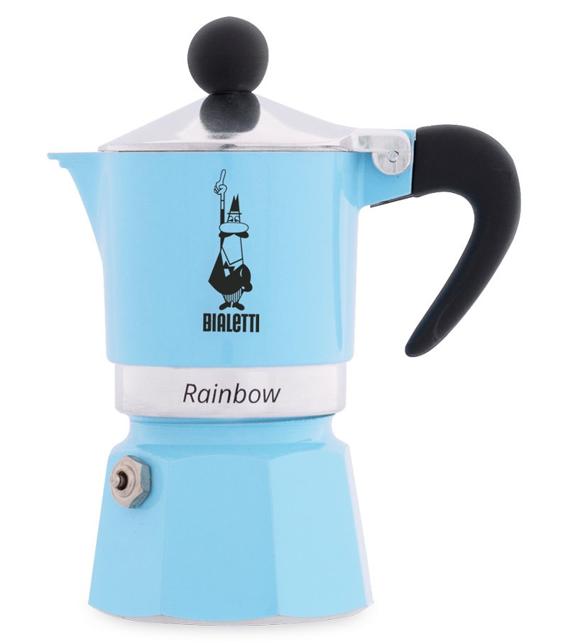Caffettiera espresso modello Rainbow celeste