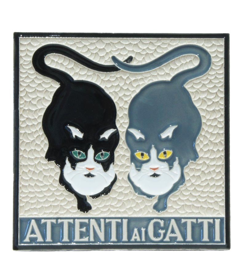 Piastrella in Ceramica "Attenti ai Gatti"