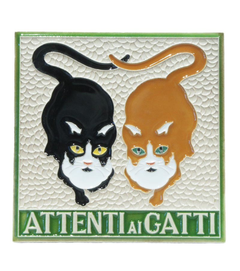 Piastrella in Ceramica "Attenti ai Gatti"