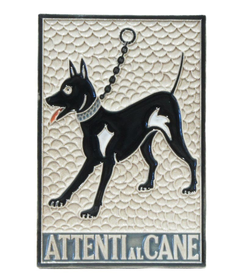 Piastrellla in Ceramica "Attenti al Cane"