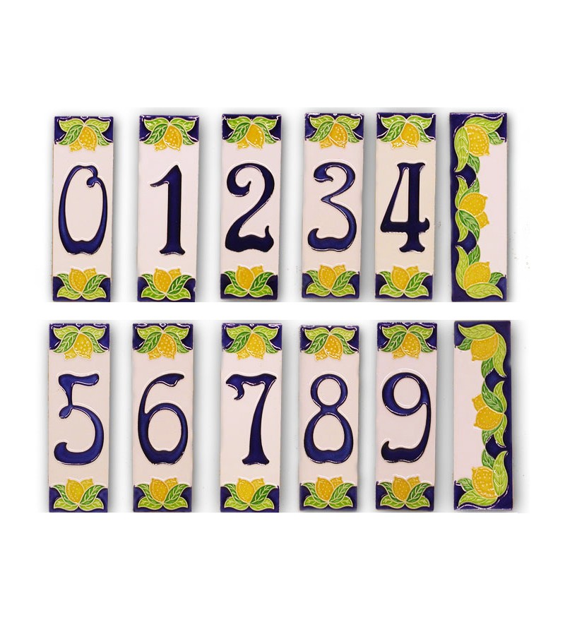 Numeri Civici in Ceramica decoro Limoni
