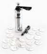 Silver biscuits machine and cookie cutters