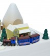 Carillon in legno treno color blu e neve