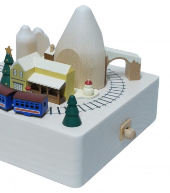 Carillon in legno Treno Natale e villaggio