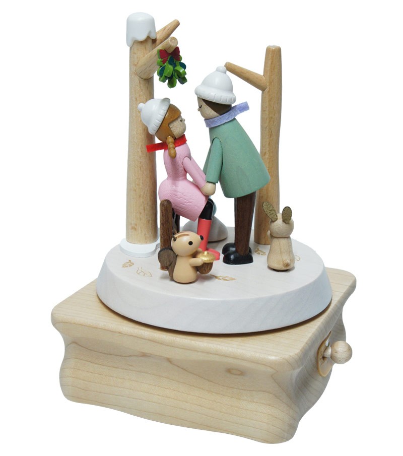 Carillon in legno bacio sotto il vischio