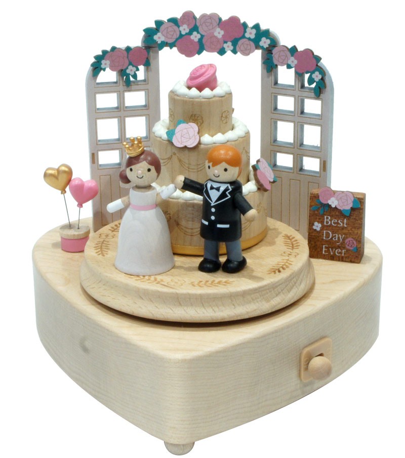 Wooden Music Box Flower Wedding Cake