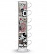 "In the city" stackable coffee cups set of 6 with metal rack