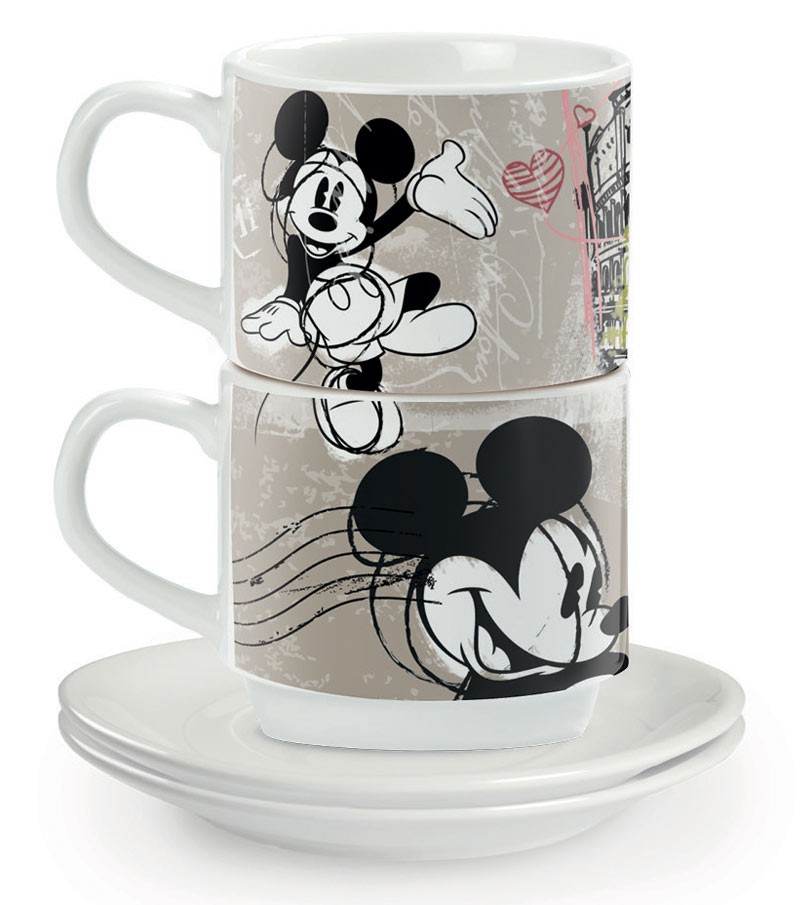 Rome stackable espresso cups with plate