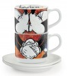 set 2 tazze da caffè con piattino Mickey & Minnie impilabili rosso