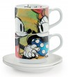 Mickey & Minnie set 2 stackable espresso cups with plate