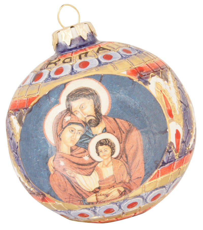Palla di Natale in ceramica con Sacra Famiglia