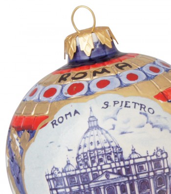 Palla di Natale in ceramica dettaglio San Pietro