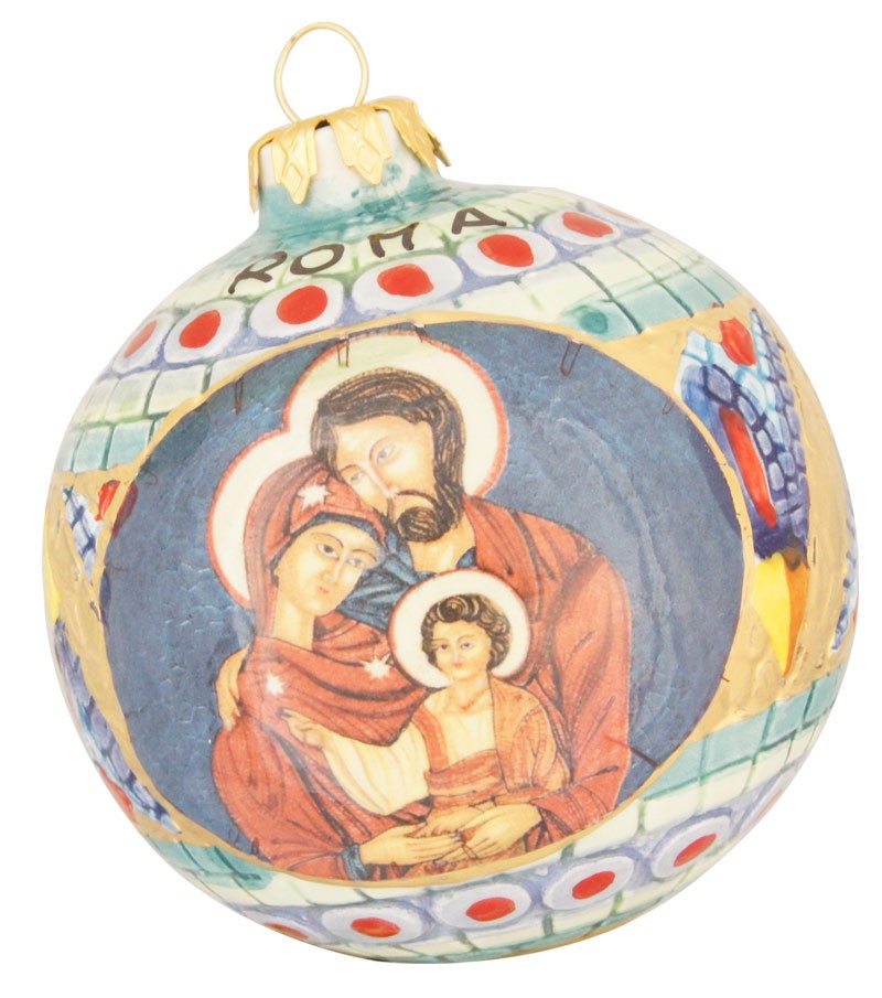 Palla di Natale in ceramica Sacra Famiglia