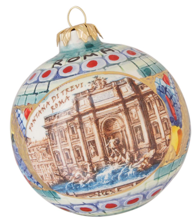 Trevi Fountain ceramic Christmas ball