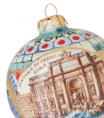 Detailed Trevi Fountain ceramic Christmas ball